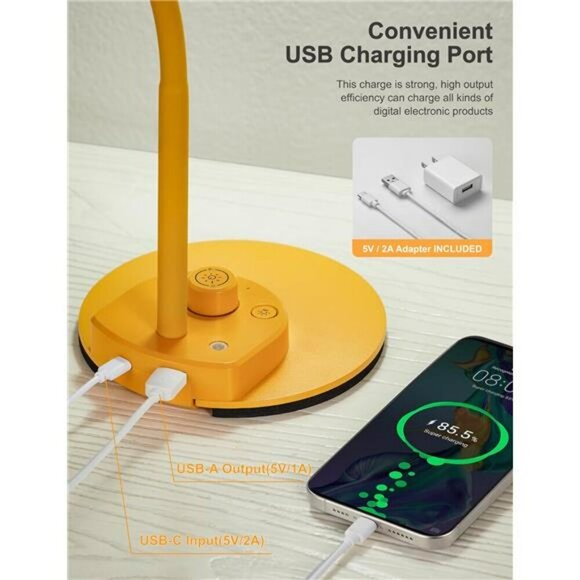 LED Desk Lamp with USB Auto Dimming Adjustable Gooseneck for Office Dorm - Picture 4 of 7